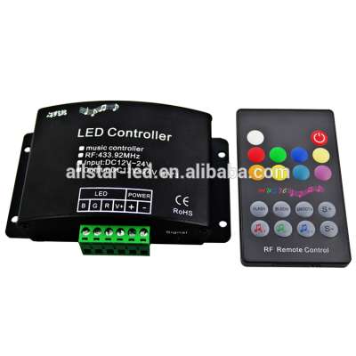 DC12-24V 18Keys Music Controller RF Remote RGB Controller Sound Sensitive for 3528 5050 LED Strip Lights Music controller